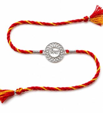925 Sterling Silver Bhai Rakhi for Brother | Designer Silver Rakhi | Traditional Mauli Thread Raksha Bandhan Rakhi