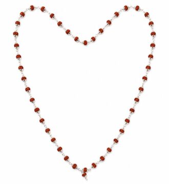 999 Pure Silver 5 Mukhi Rudraksha Chain | 54 Rudraksha Beads Spiritual Mala Necklace for Men & Women