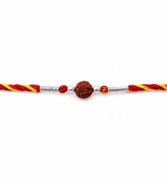 925 Sterling Silver Rudraksha Rakhi for Brother | Traditional Mauli Thread Rakhi | Spiritual Raksha Bandhan Rakhi