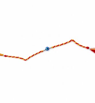 925 Sterling Silver Evil Eye Rakhi for Brother Traditional Mauli Thread Raksha Bandhan Rakhi