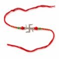 SRKJ 925 Sterling Silver Swastik Rakhi for Brother
