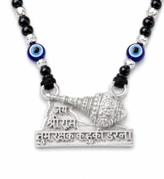 925 Sterling Silver Baby Katla Nazar Necklace | Evil Eye Black Beads Thread Chain