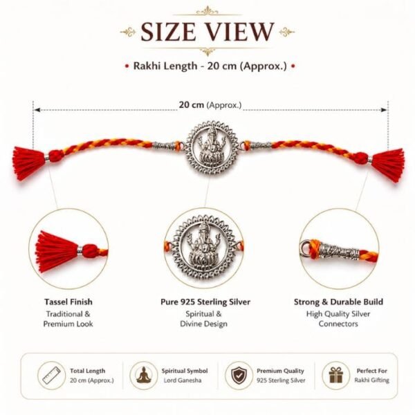 925 Sterling Silver Lord Ganesha Rakhi