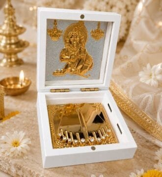999 Gold & Silver Plated Bal Krishna Charan Paduka Gift Box
