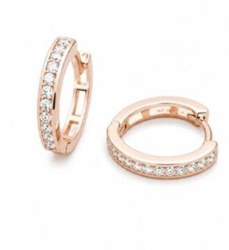 SRKJ Rose Gold Bali Earrings for Women | CZ Diamond Hoop Earrings | Lightweight Daily Wear Party Wear Jewellery