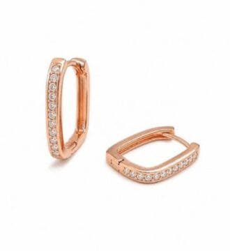 SRKJ Rose Gold Bali Earrings for Women | CZ Diamond Hoop Earrings | Lightweight Daily Wear Party Wear Jewellery
