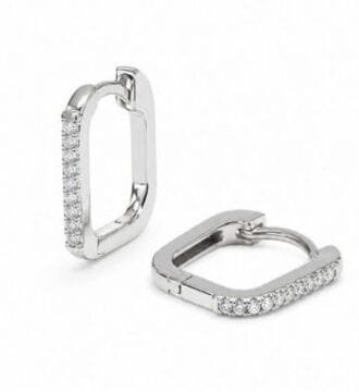 CZ Diamond Square Bali Earrings for Women | Lightweight Hoop Earrings | Daily Wear Party Wear Jewellery