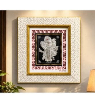 999 Silver Foil Shrinath Ji Photo Frame for Home Temple, Office, Wall Decor & Spiritual Gift
