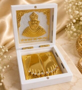 999 Gold & Silver Plated Khatu Shyam Ji Charan Paduka Gift Box