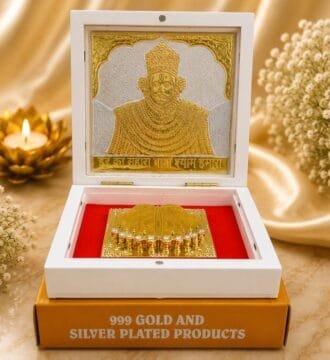 999 Gold & Silver Plated Khatu Shyam Ji Charan Paduka Gift Box