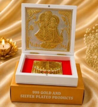 999 Gold & Silver Plated Radha Krishna Charan Paduka Gift Box
