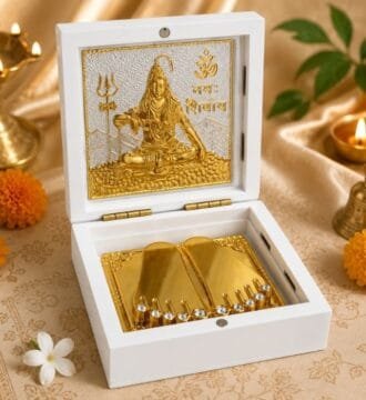 999 Gold & Silver Plated Lord Shiva Charan Paduka Gift Box