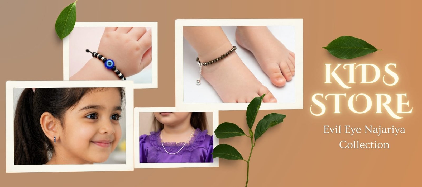 Kids Silver Jewellery Collection with Evil Eye Nazar Bracelet, Anklet, Necklace and Earrings by SRK Jewelry