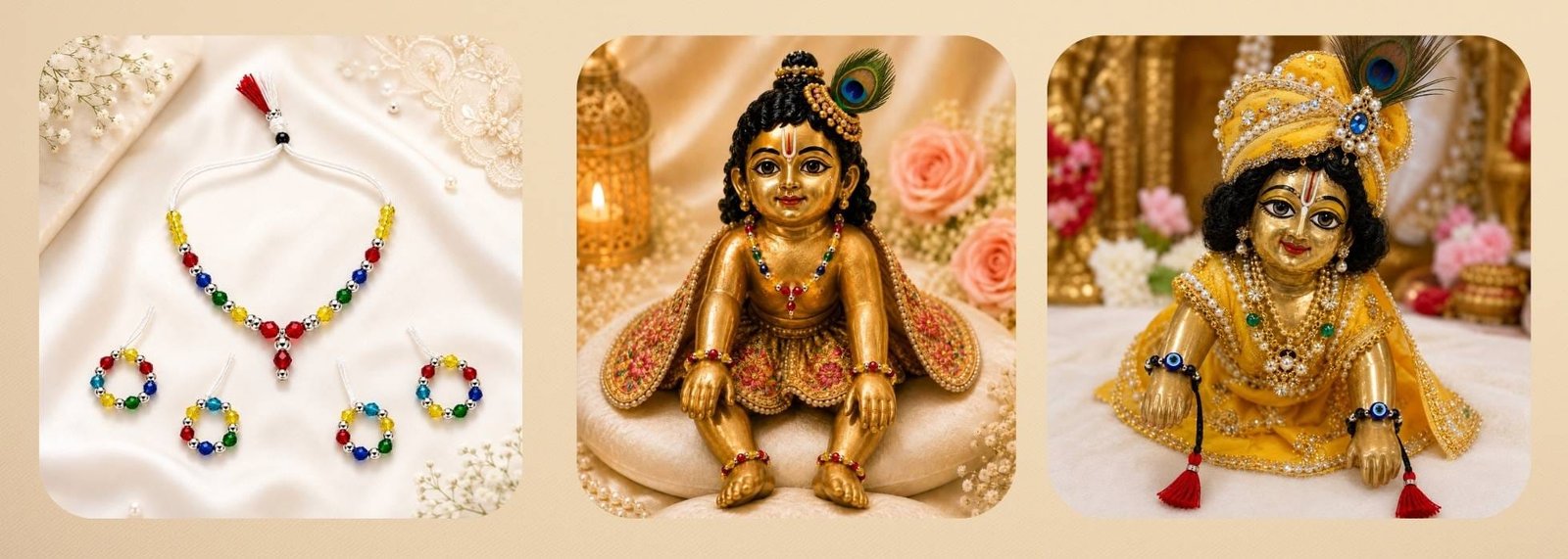 SRK Jewelry Silver Jewellery Set for Laddu Gopal with Bal Gopal Idol Banner