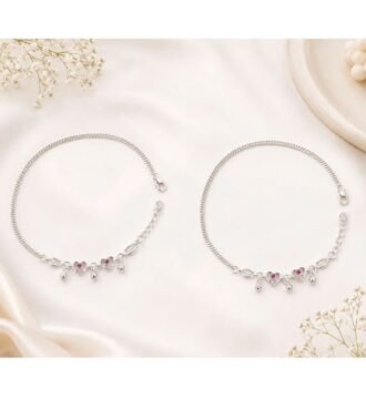 Silver Adjustable Payal Pair for Women | Elegant Daily Wear Silver Anklet with Ghungroo