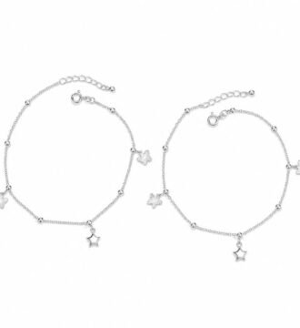 SRKJ 925 Sterling Silver Star Shell Anklet Pair for Women