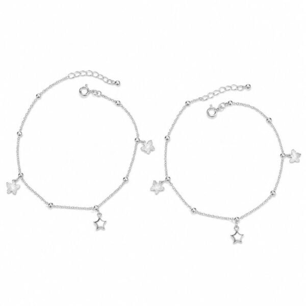 SRKJ 925 Sterling Silver Star Shell Anklet Pair for Women