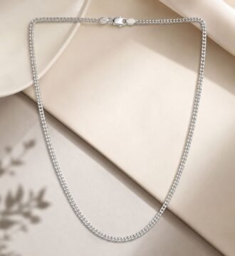 SRKJ Silver Curb Chain with Classic Link Design and Elegant Finish