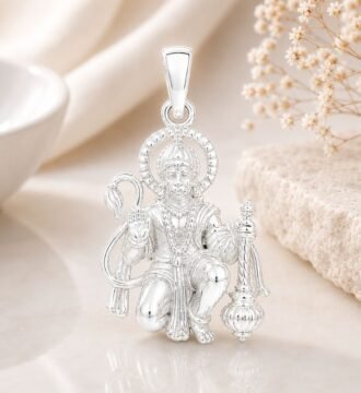 SRKJ Hanuman Ji Gada Pendant 925 Sterling Silver Spiritual Jewelry