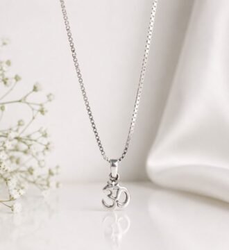 Silver Kids Om Pendant Necklace