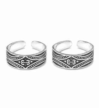 925 Sterling Silver Oxidised Toe Rings for Women with Traditional Design