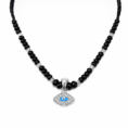 925 Sterling Silver Baby Necklace with Black Beads Silver Beads and Evil Eye Pendant