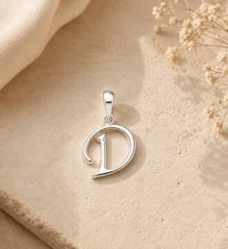 SRKJ D Initial Pendant in 925 Sterling Silver