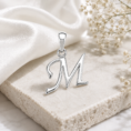 SRKJ M Initial Pendant in 925 Sterling Silver