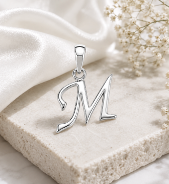 SRKJ M Initial Pendant in 925 Sterling Silver