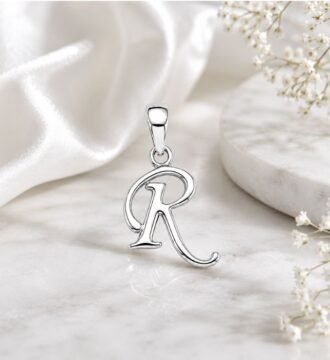 SRKJ R Initial Pendant in 925 Sterling Silver