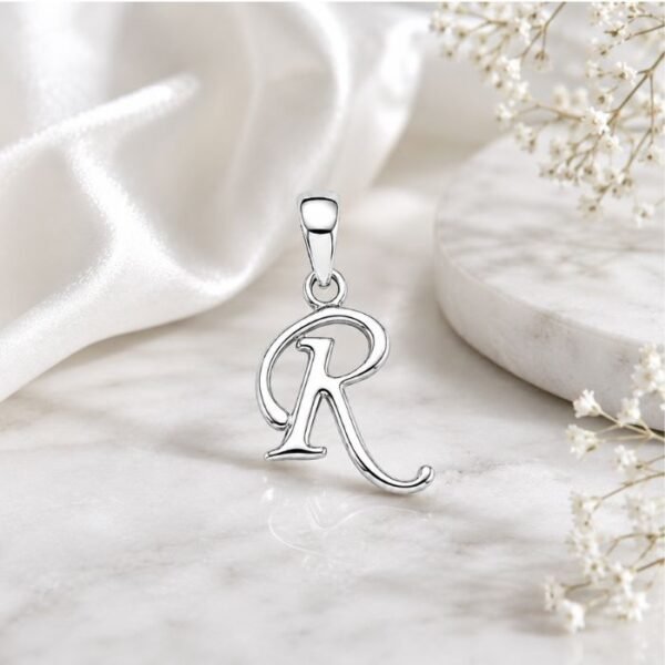 SRKJ R Initial Pendant in 925 Sterling Silver