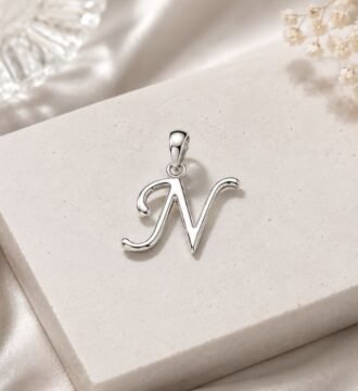 SRKJ N Initial Pendant in 925 Sterling Silver