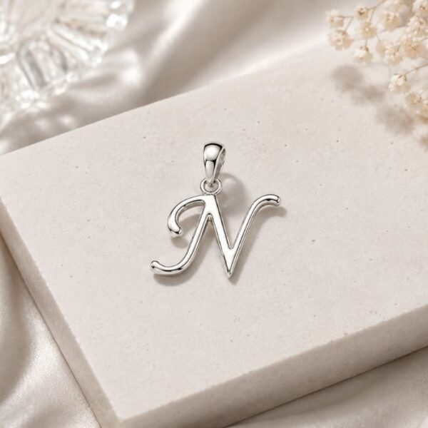N NAME LOCKET SRKJ N Initial Pendant in 925 Sterling Silver