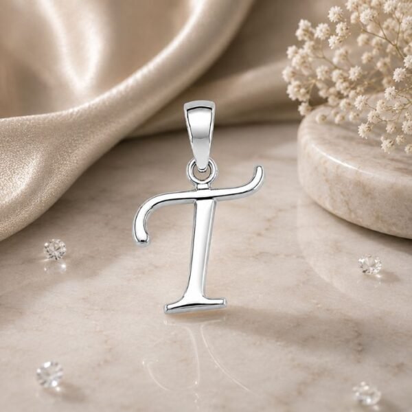 T NAME LOCKET SRKJ T initial pendant in 925 sterling silver
