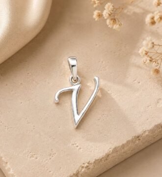 SRKJ V Initial Pendant in 925 Sterling Silver